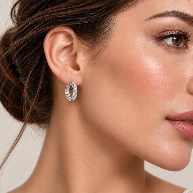 Diamond Lattice Hoop Earrings