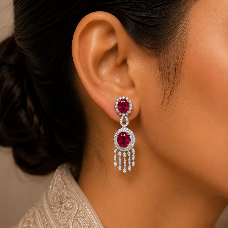 Ruby Fringe Drop Earrings