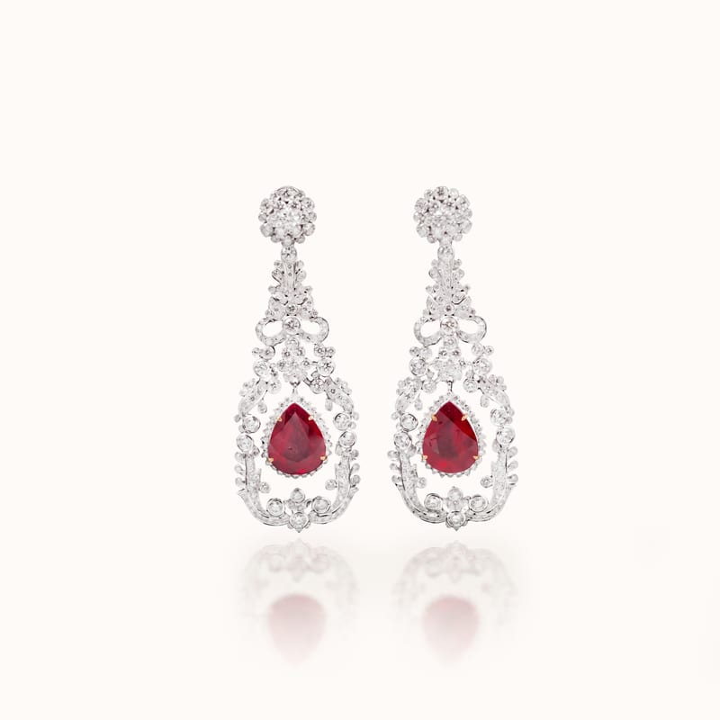 Ruby Pear Chandelier Earrings