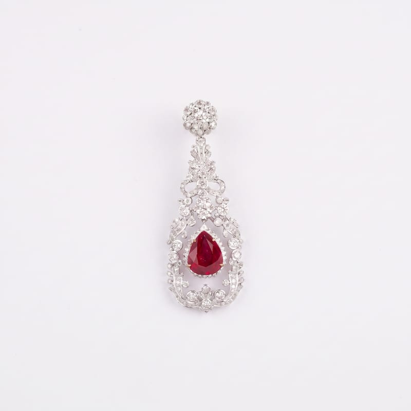 Ruby Pear Chandelier Earrings