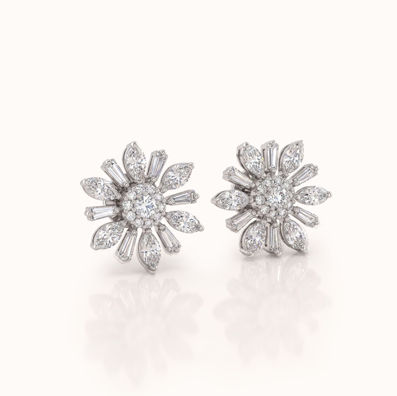 Diamond Floral Stud Earrings