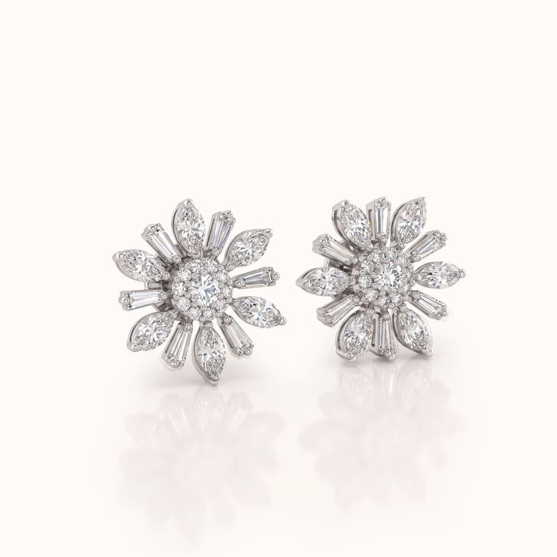 Diamond Floral Stud Earrings