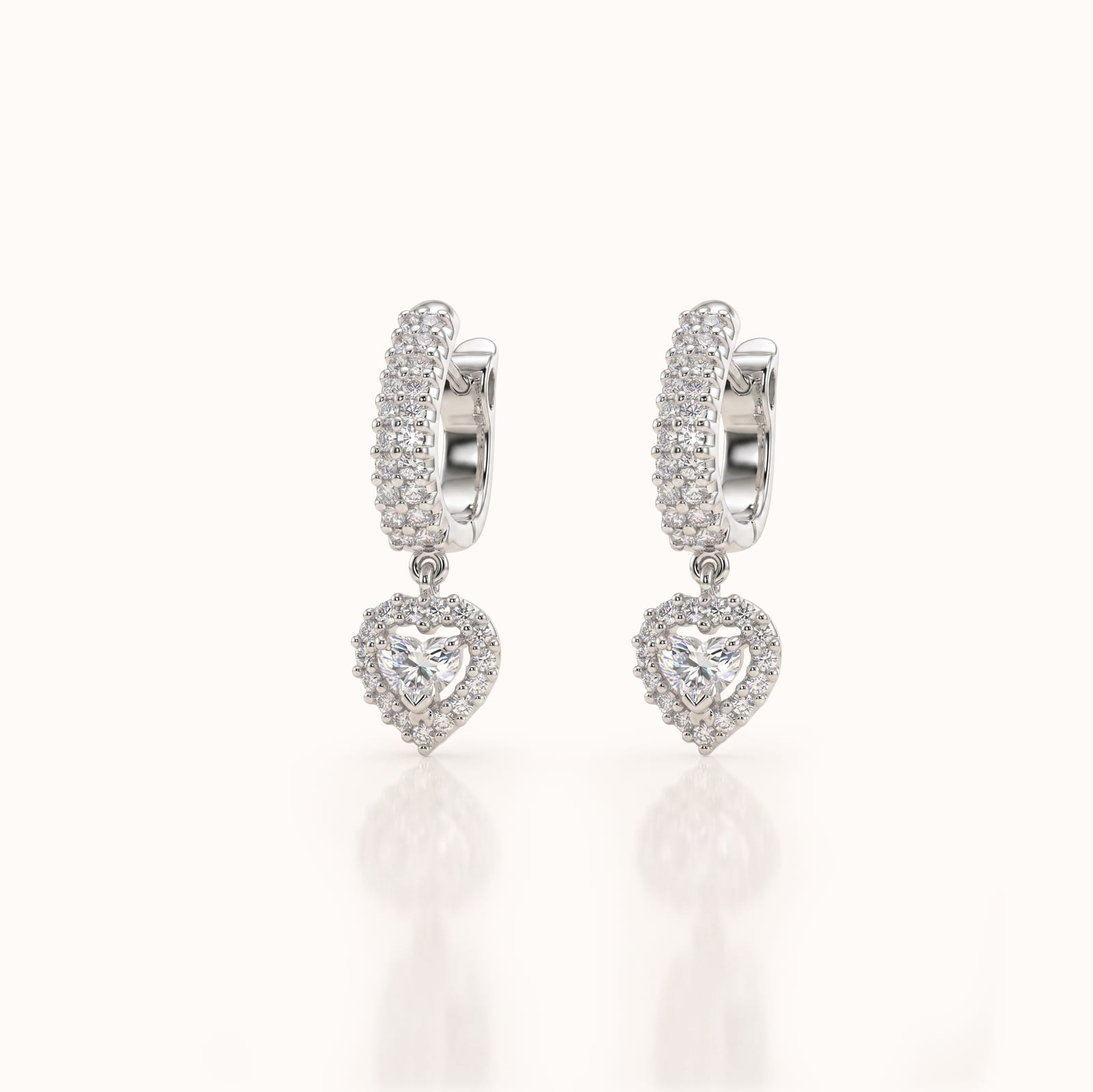 Heart Diamond Drop Hoops