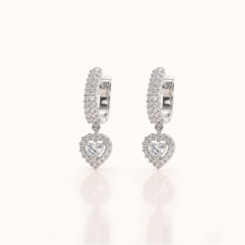 Heart Diamond Drop Hoops