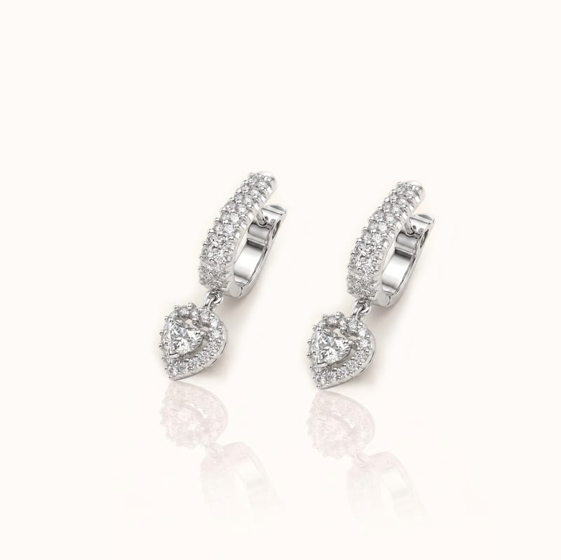 Heart Diamond Drop Hoops · View 2