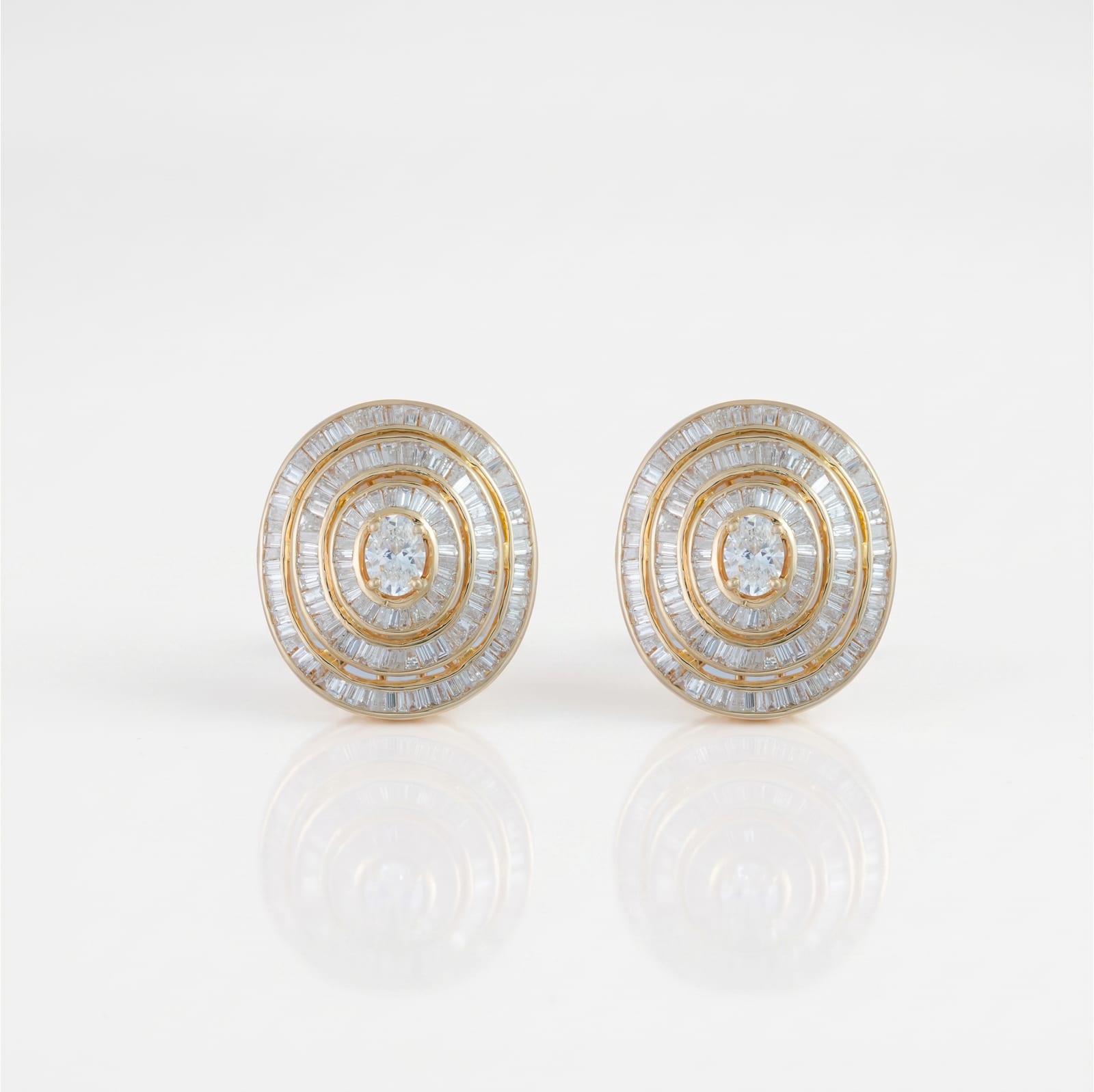Concentric Diamond Stud Earrings