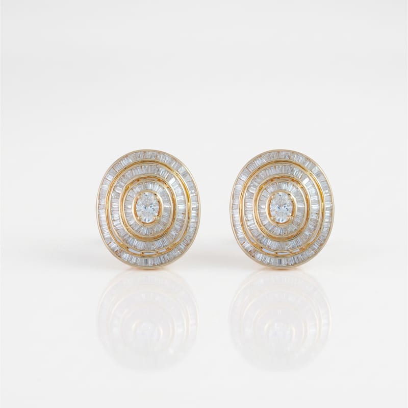 Concentric Diamond Stud Earrings