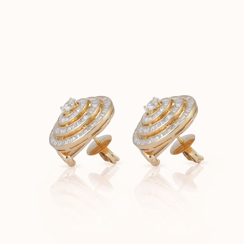 Concentric Diamond Stud Earrings