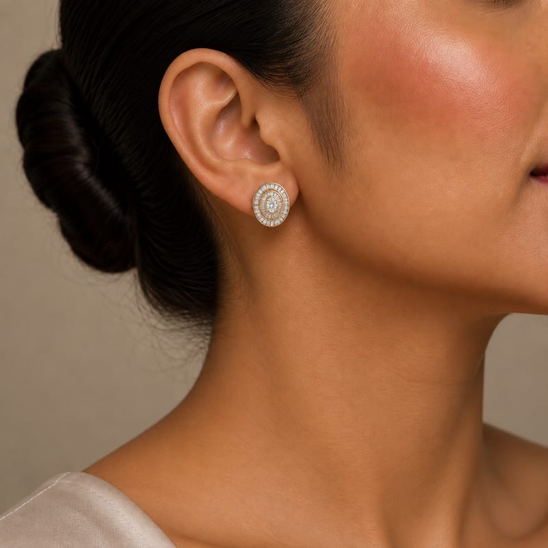 Concentric Diamond Stud Earrings