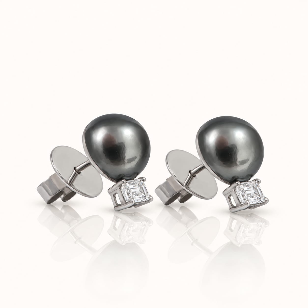 Tahitian Pearl Diamond Stud Earrings