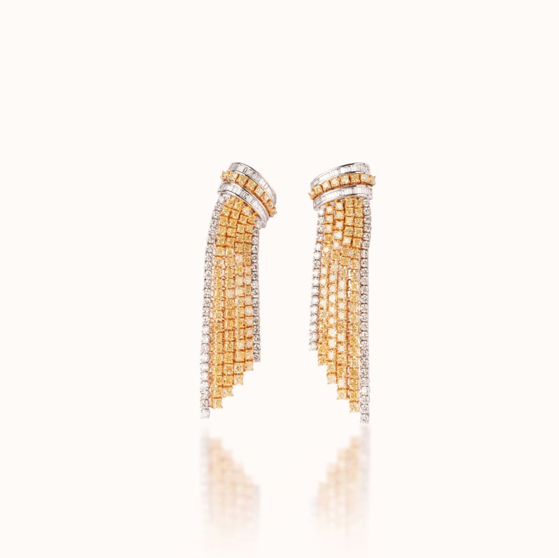 Yellow Diamond Tassel Earrings