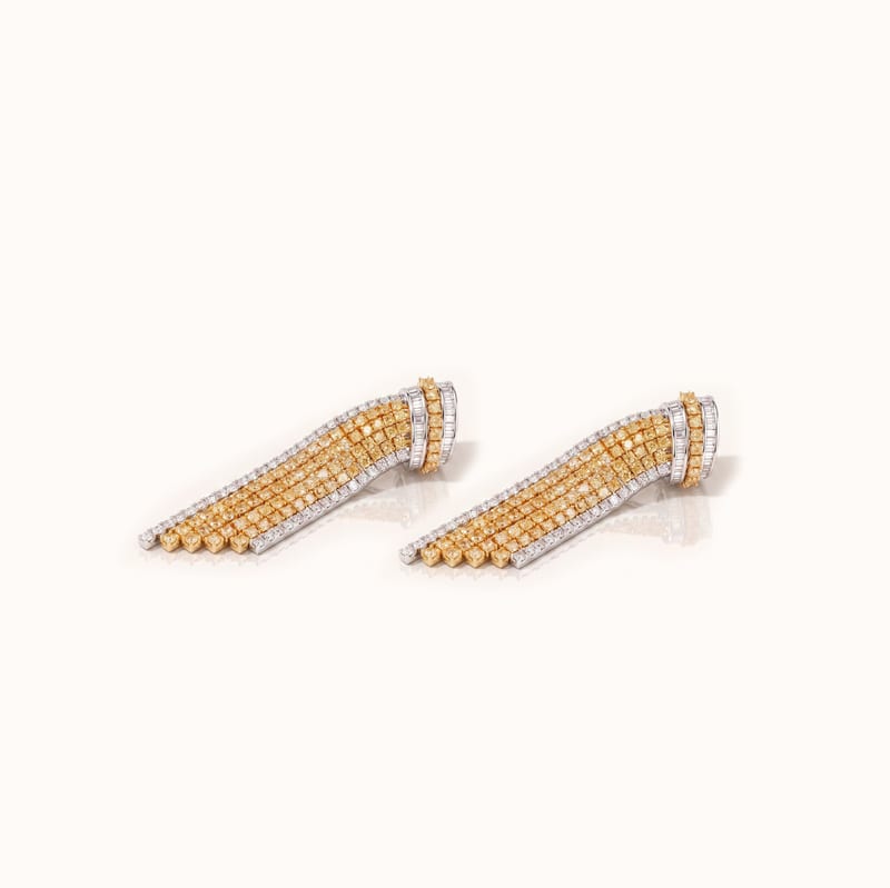 Yellow Diamond Tassel Earrings
