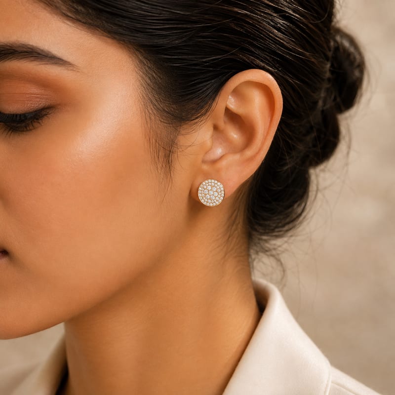 Diamond Pavé Disc Stud Earrings