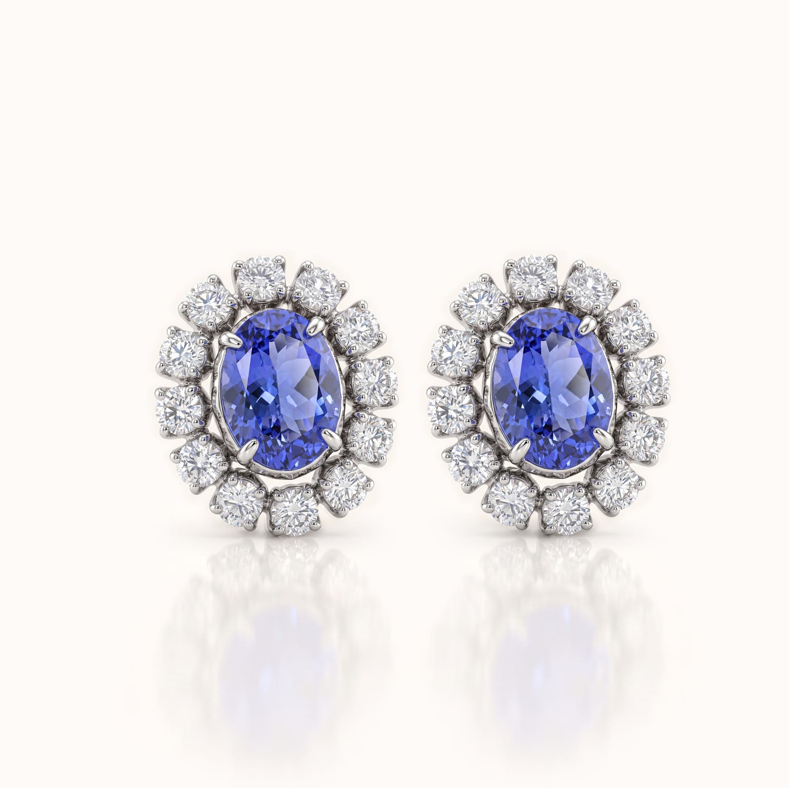 Blue Sapphire Halo Stud Earrings