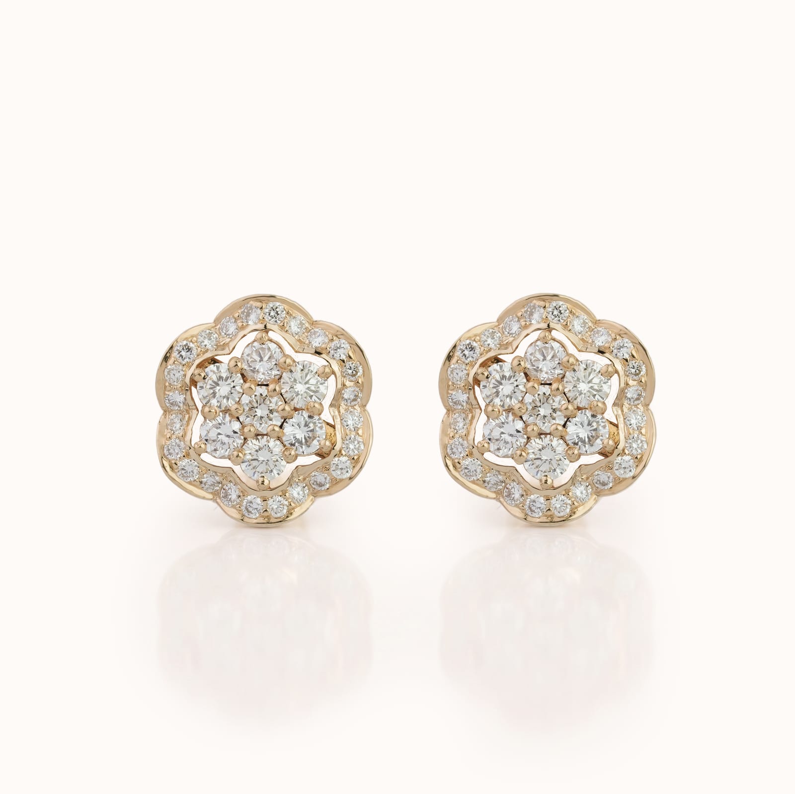 Diamond Floral Stud Earrings