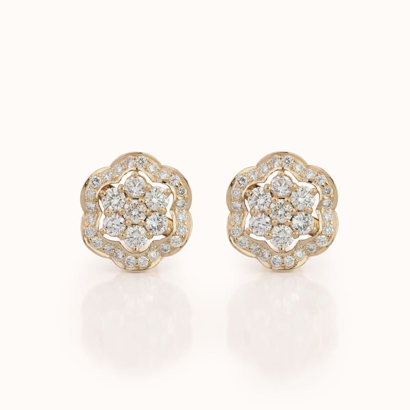 Diamond Floral Stud Earrings