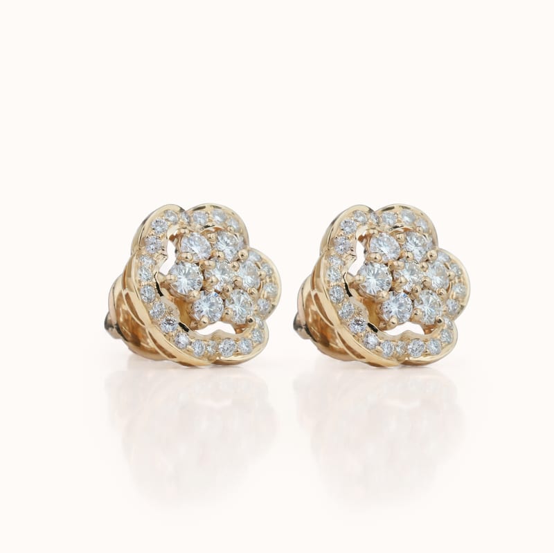 Diamond Floral Stud Earrings · View 2