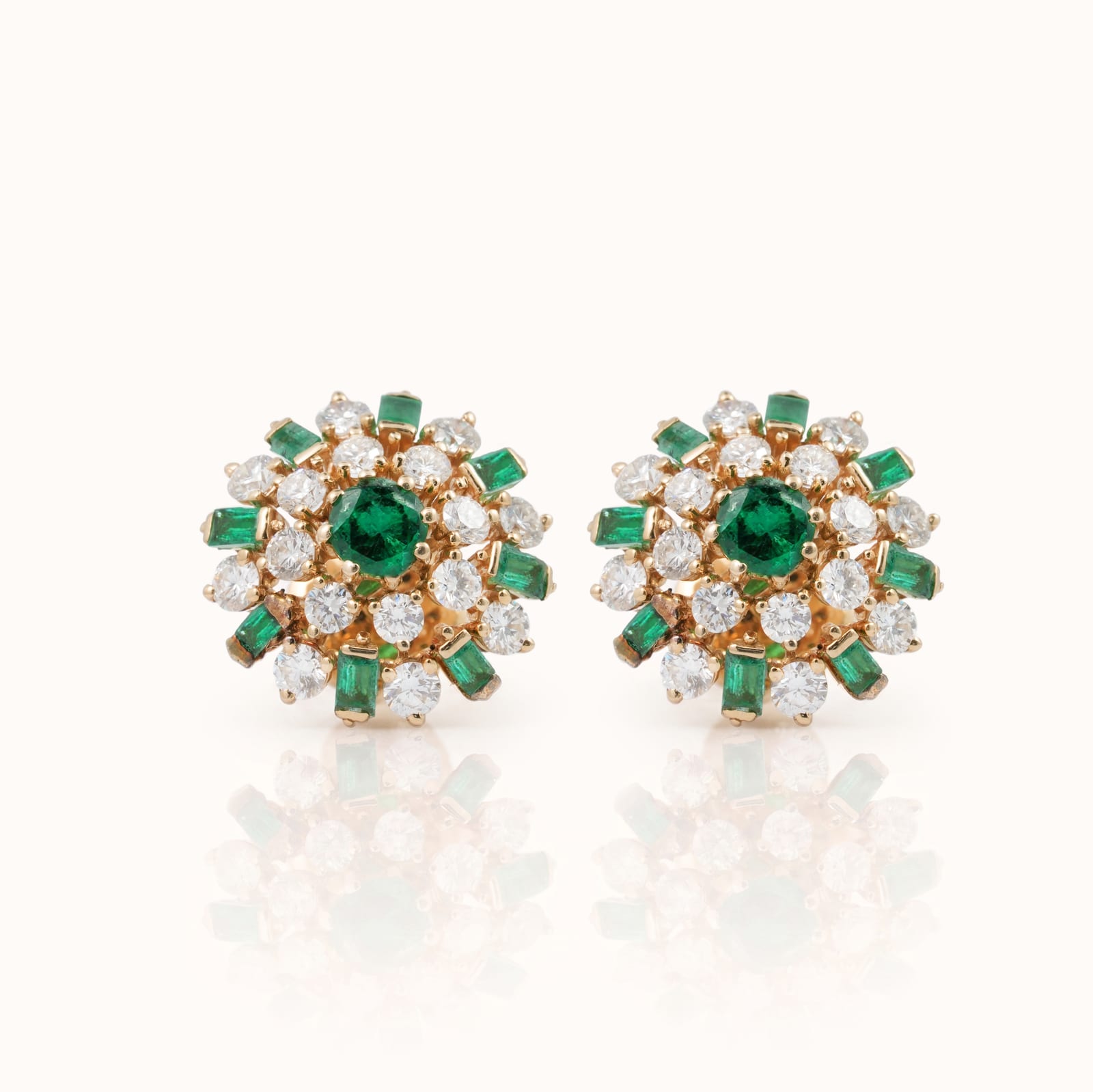 Emerald Diamond Cluster Earrings