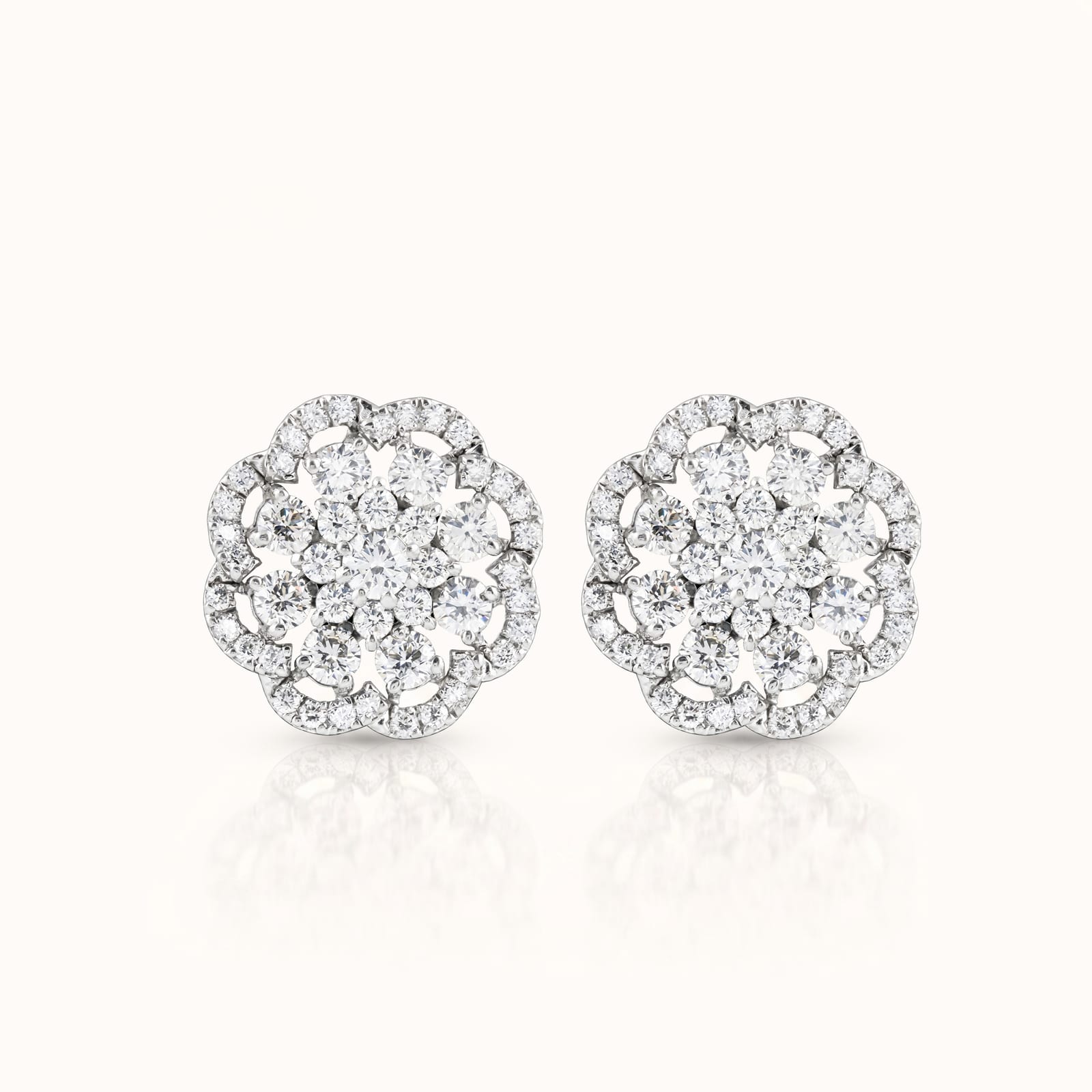 Diamond Blossom Cluster Earrings