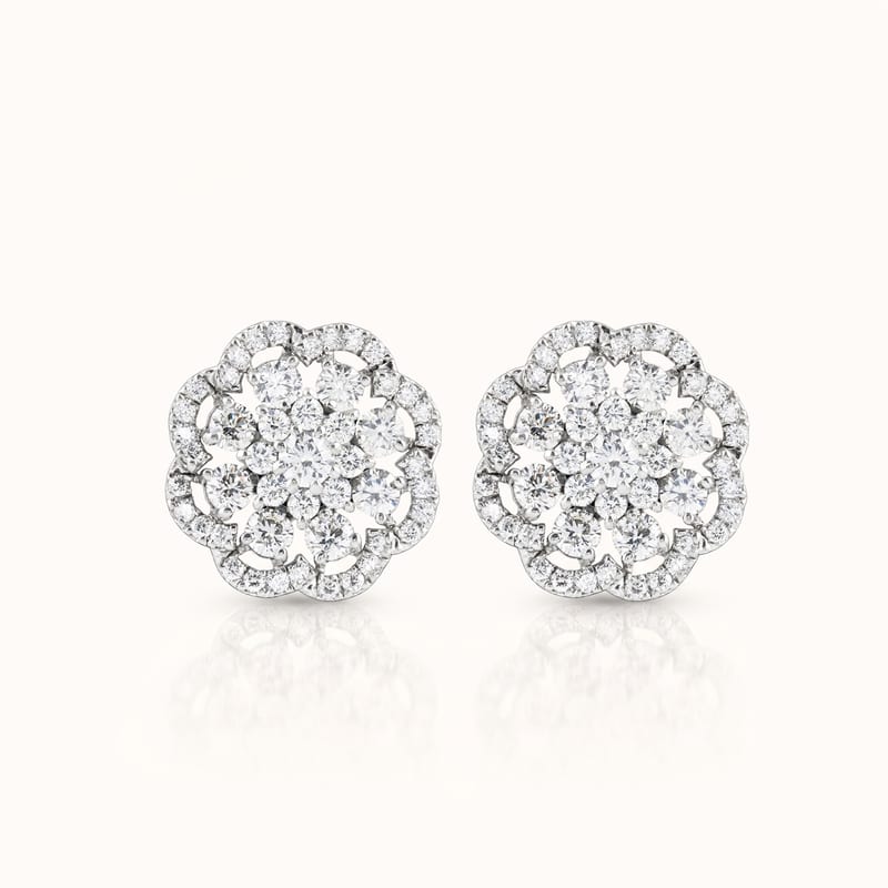 Diamond Blossom Cluster Earrings