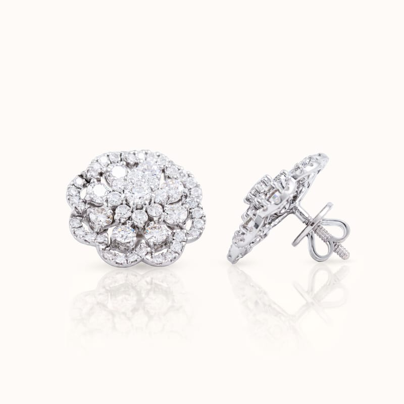 Diamond Blossom Cluster Earrings · View 2