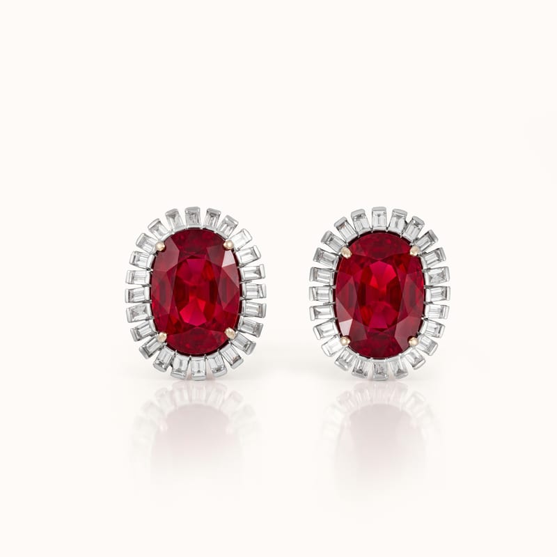 Ruby Halo Stud Earrings