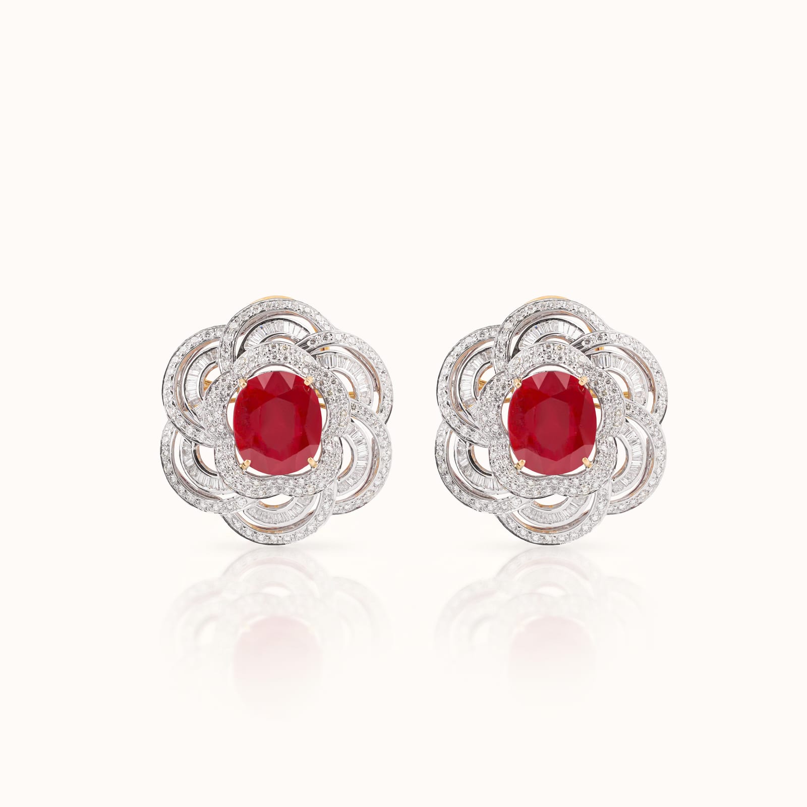 Ruby Floral Stud Earrings
