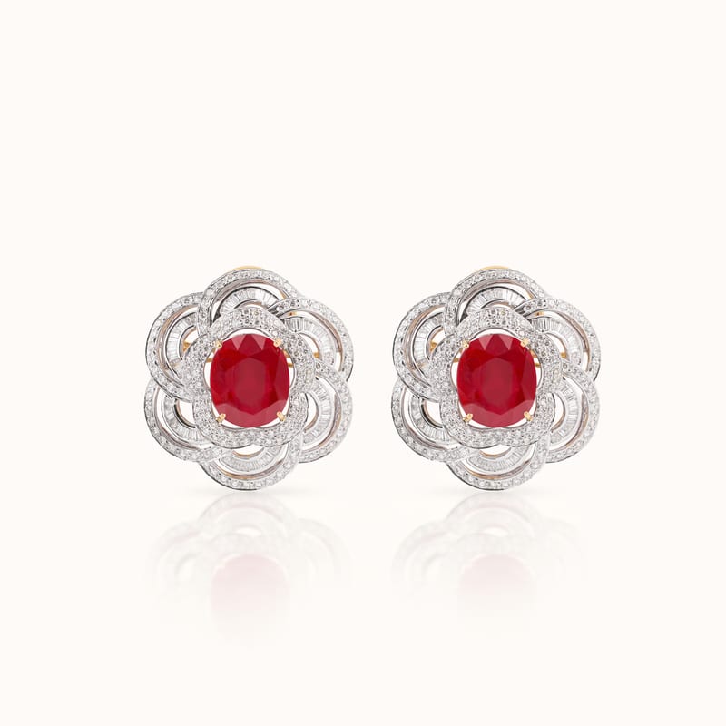 Ruby Floral Stud Earrings