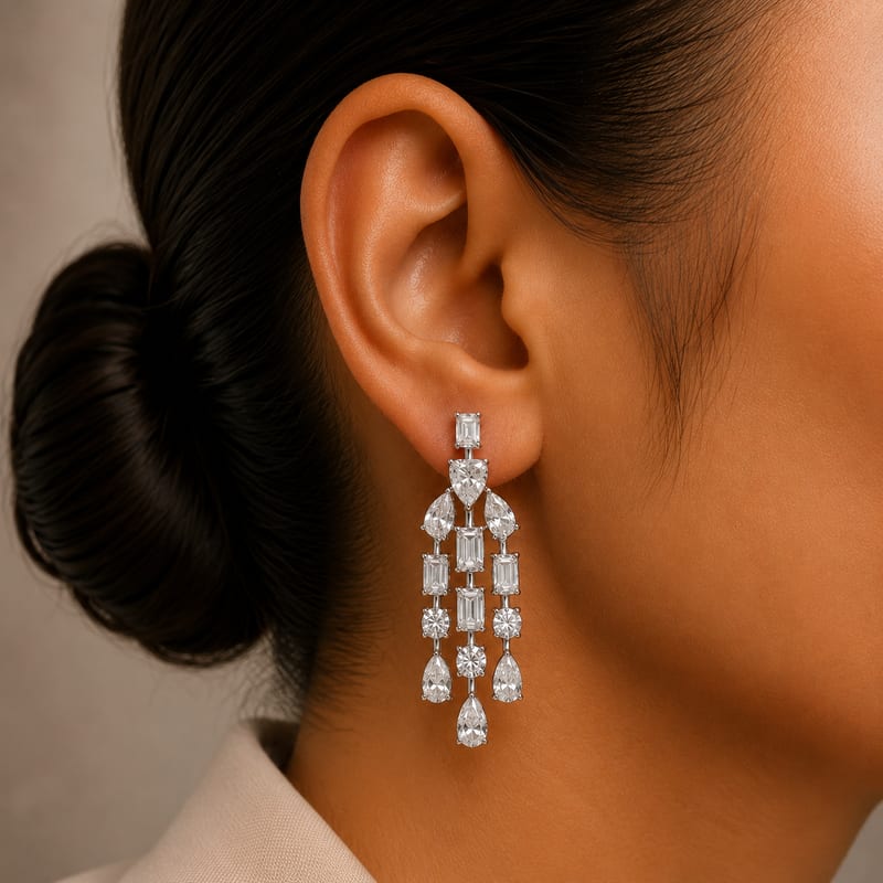 Geometric Diamond Chandelier Earrings