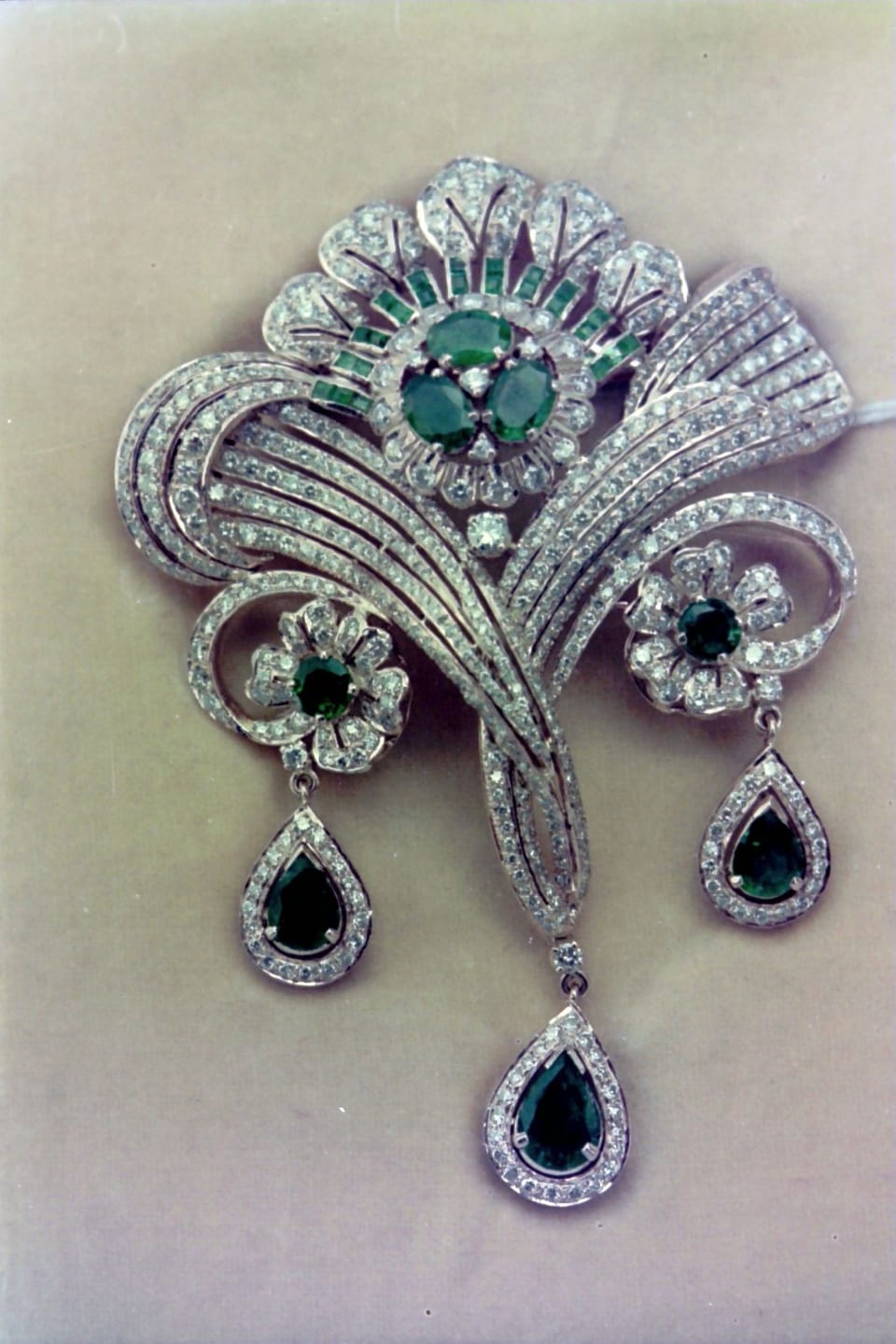A BDK emerald and diamond brooch, archival photograph