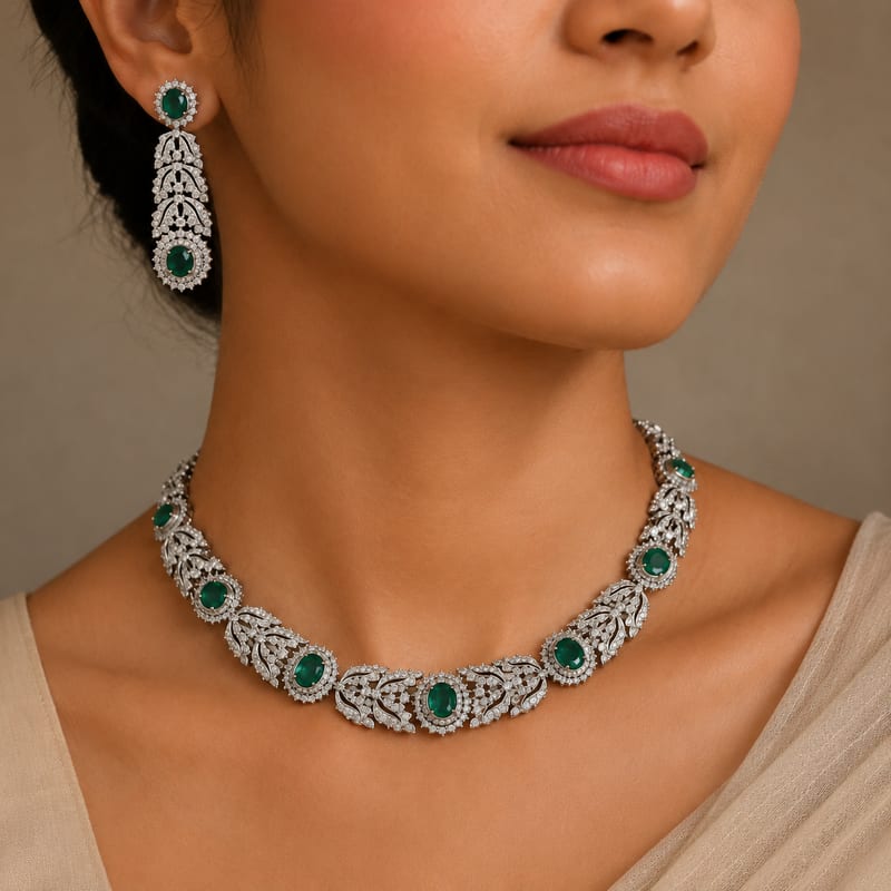 Emerald Diamond Collar Necklace