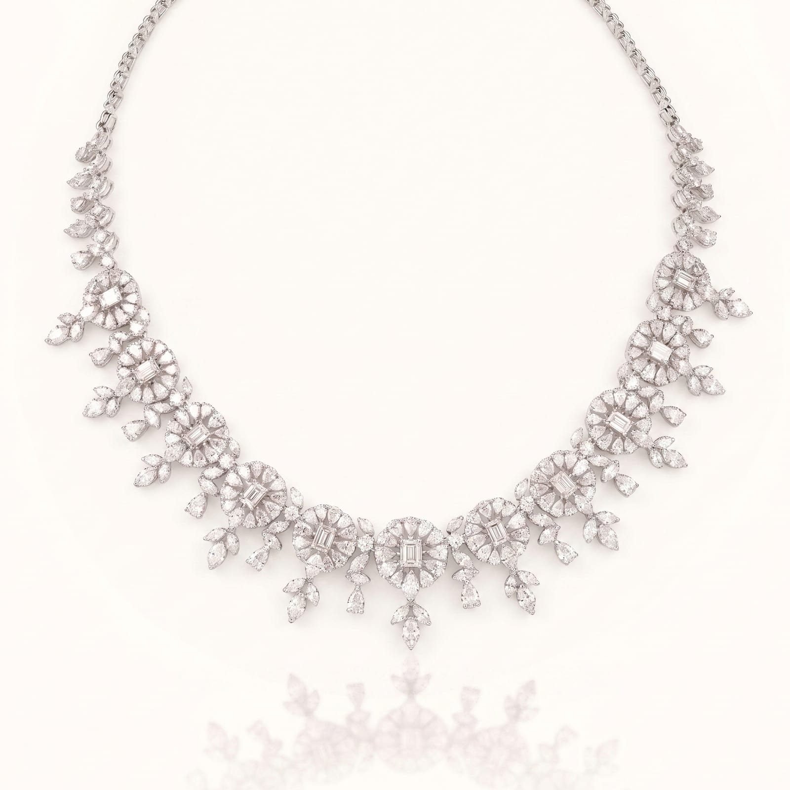 Diamond Floral Fringe Necklace