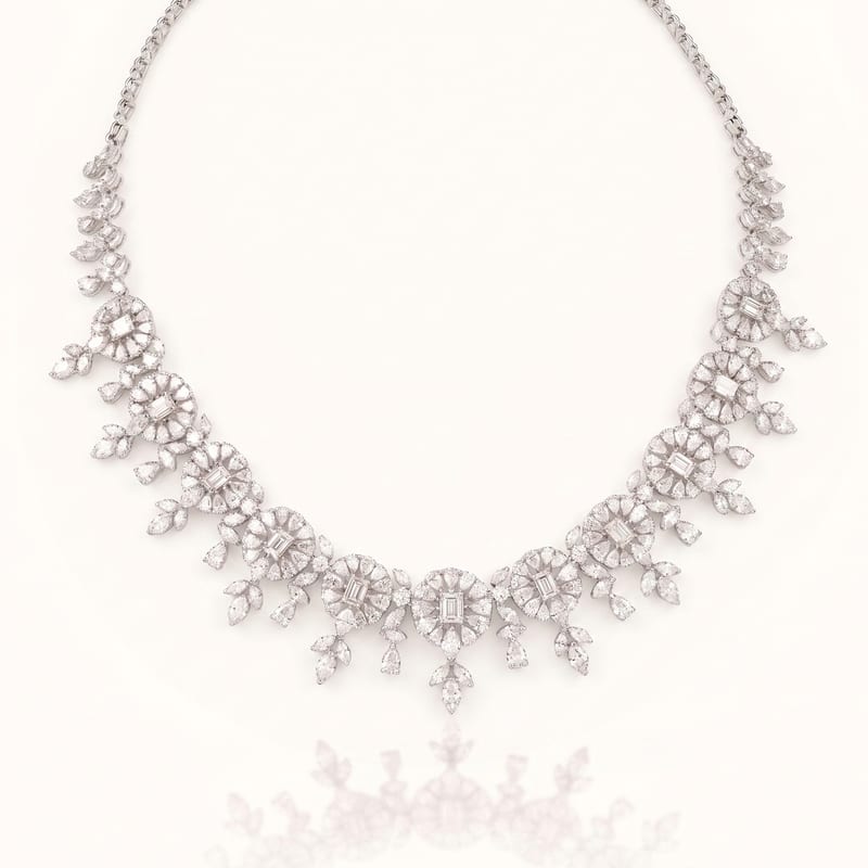 Diamond Floral Fringe Necklace