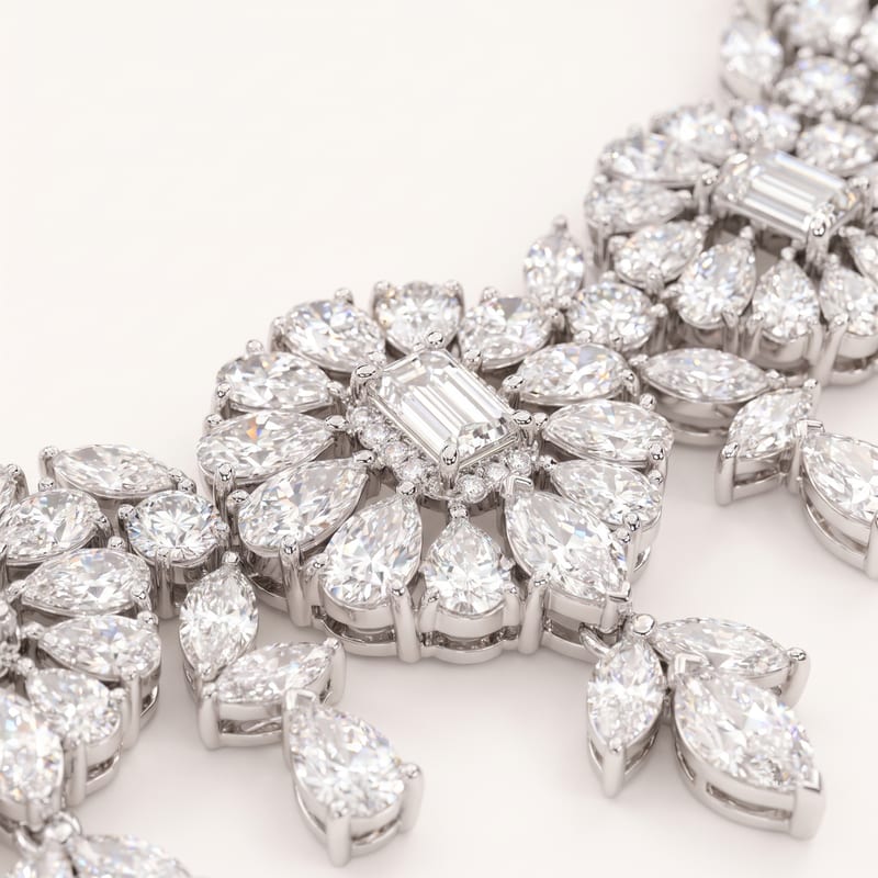 Diamond Floral Fringe Necklace · View 2