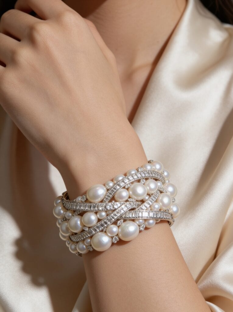 Pearl & Diamond Bangle
