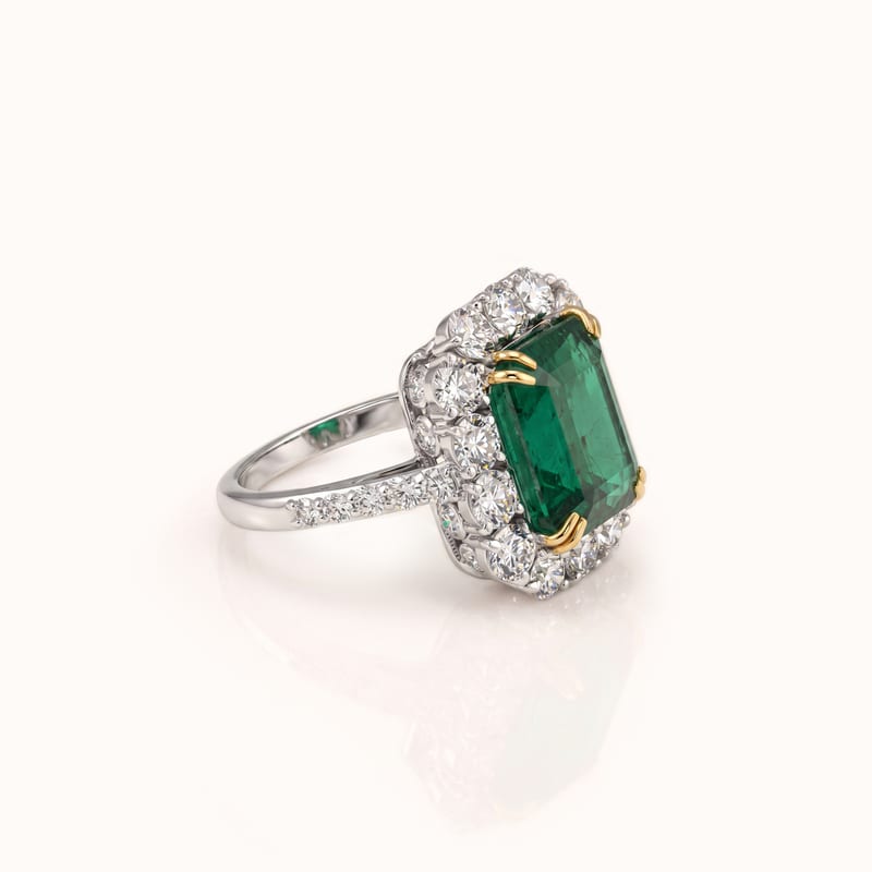 Emerald Halo Ring · View 2