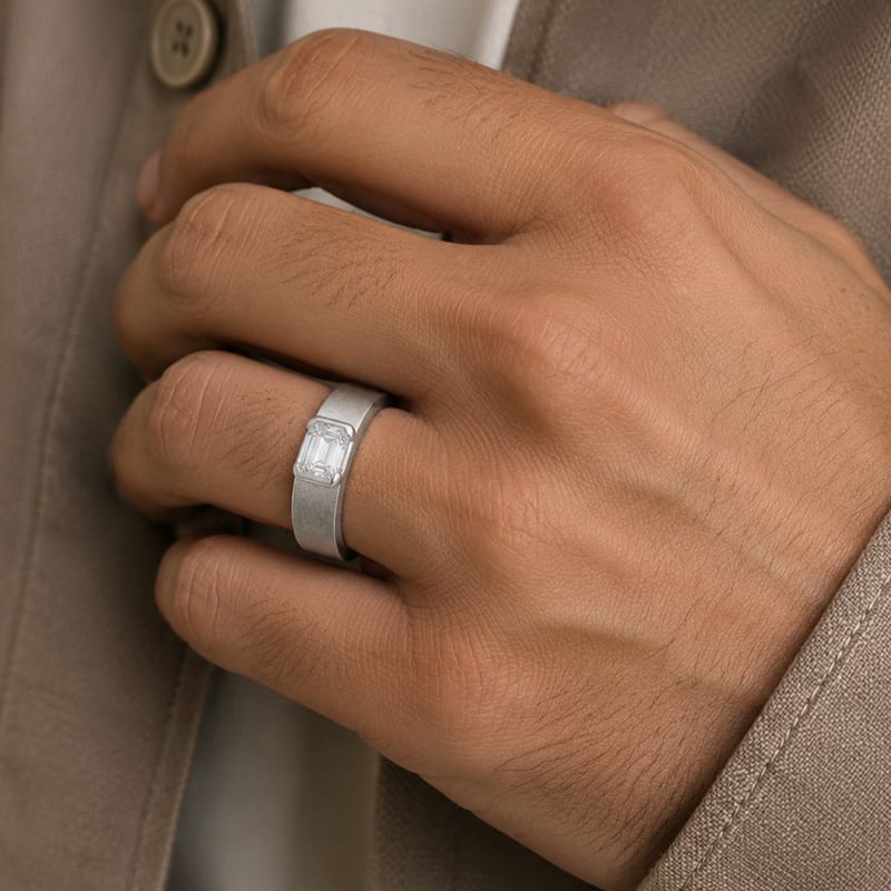 Mens Emerald Cut Ring
